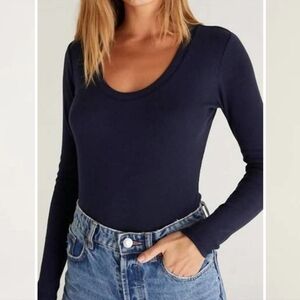 New. Z SUPPLY SIRENA NAVY LONG SLEEVE